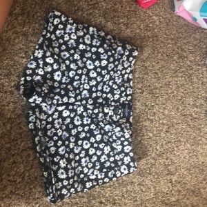 American Eagle Floral Midi Stretch Jean Shorts